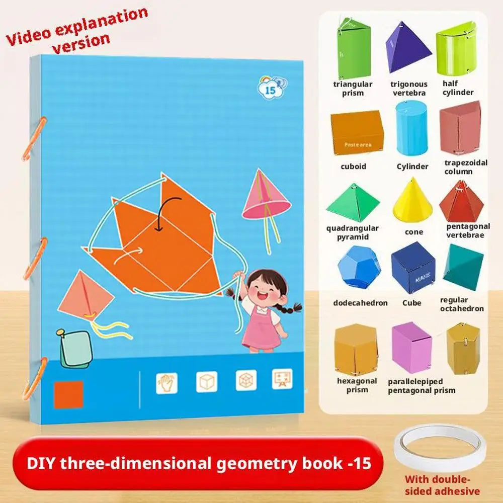 3D Geometry Quiet Book For Kids Montessori Educational Tracing Workbook Spatial Thinking Training DIY Math Learning Book