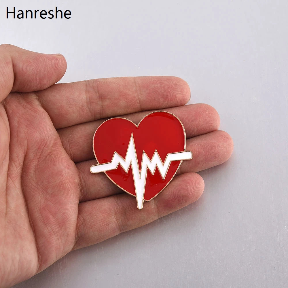 New Hot Sale Medical Medicine Brooch Pin Stethoscope Electrocardiogram Heart Shaped Pin Nurse Doctor Backpack Lapel Jewelry