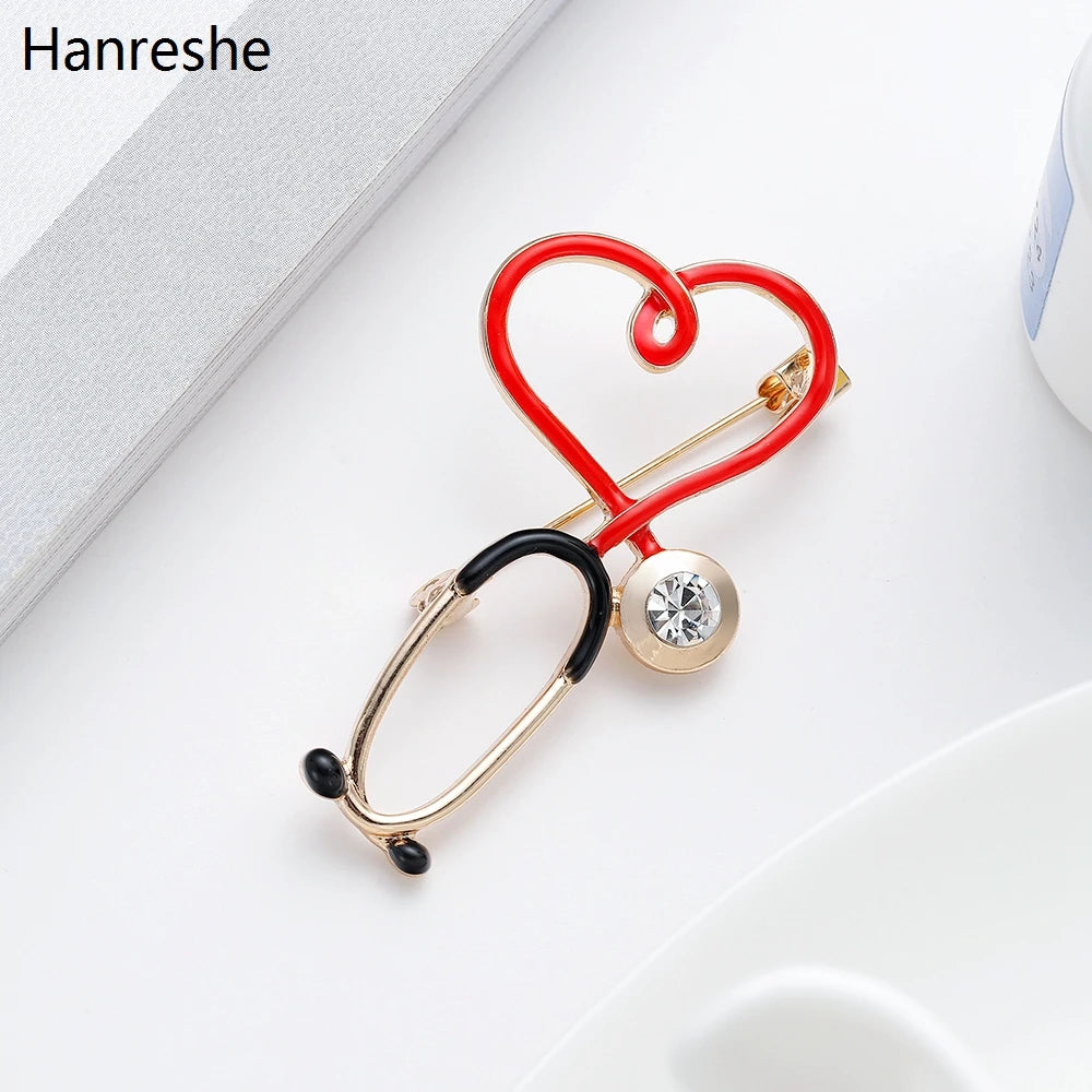 New Hot Sale Medical Medicine Brooch Pin Stethoscope Electrocardiogram Heart Shaped Pin Nurse Doctor Backpack Lapel Jewelry