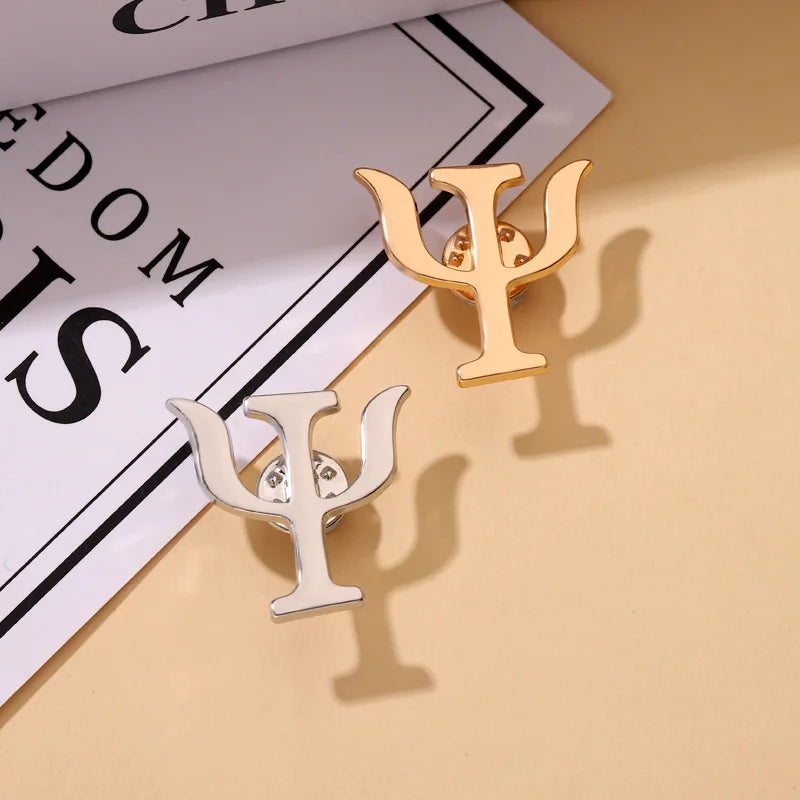 Psychology Symbol Enamel Metal Pins Psi Psyche Medical Brooch Lapel Badge Jewelry for Friends Psychologists Wholesale Gifts
