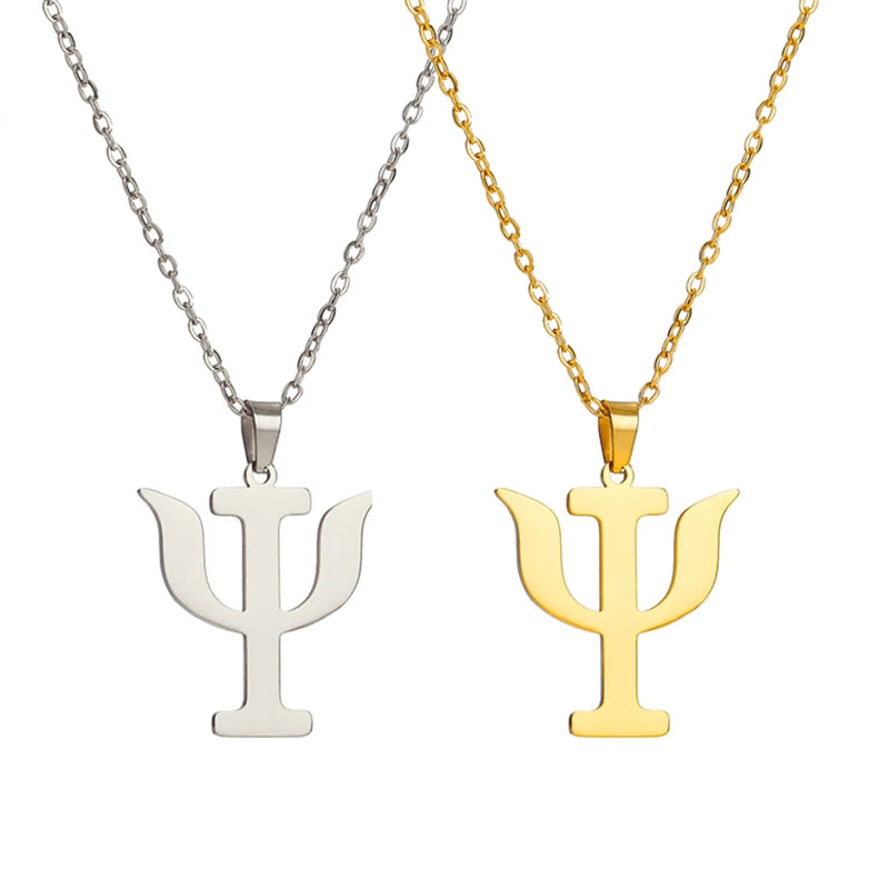 18K Gold Plated Psychology Symbol Pendant Necklace For Women Men Stainless Steel Psychological Jewelry