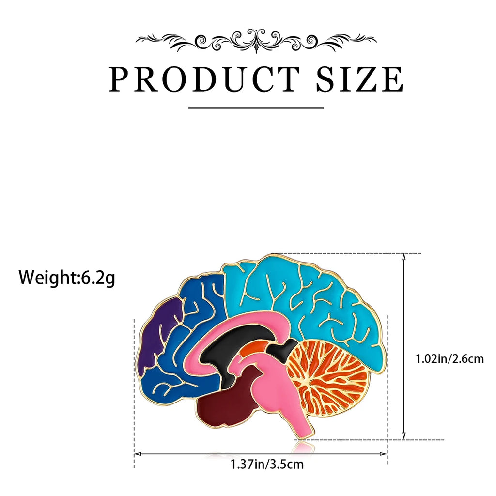 Harong Exquisite Brain Enamel Pins Brooch Medical Anatomy Cute Lapel Lanyard Bag Coat Badge Accessories Gift for Doctor Student