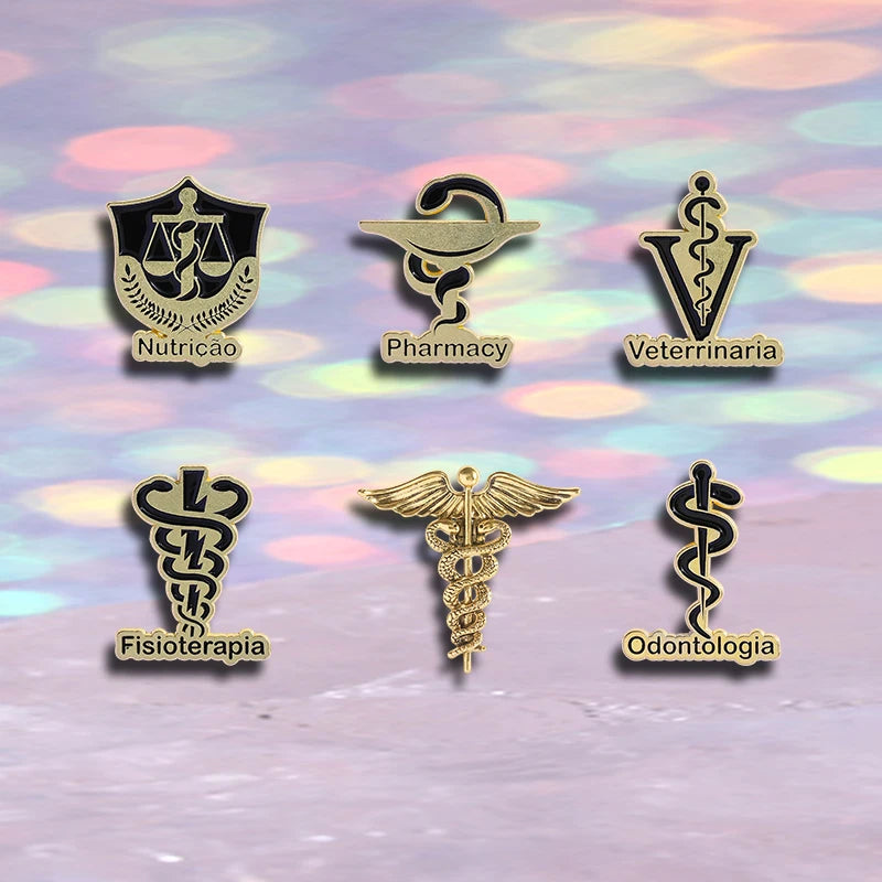 Fisioterapia Odontologia Medical Symbol Caduceus Snake Enamel Pins Bowknot Stethoscope Capsules Doctor Nurse Badge Lapel Brooch