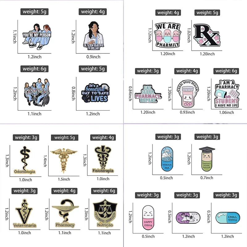 Fisioterapia Odontologia Medical Symbol Caduceus Snake Enamel Pins Bowknot Stethoscope Capsules Doctor Nurse Badge Lapel Brooch