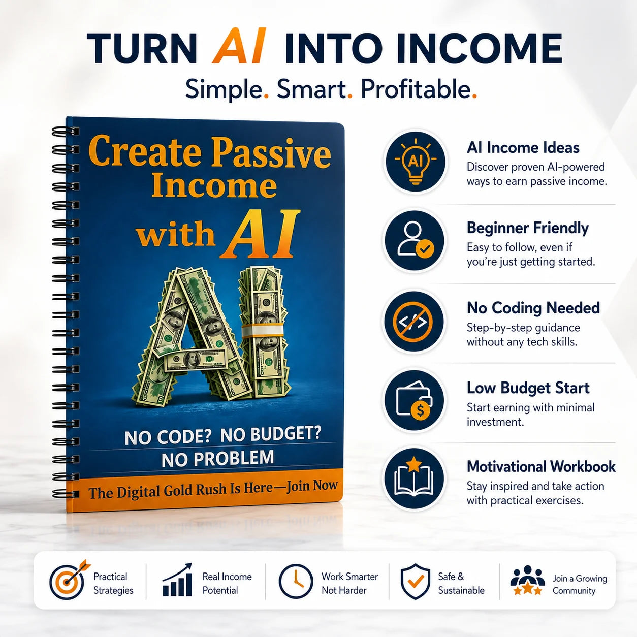 AI Passive Income Guide for Adults Beginner Automated Wealth Creation Make Money Online Side Hustle Book