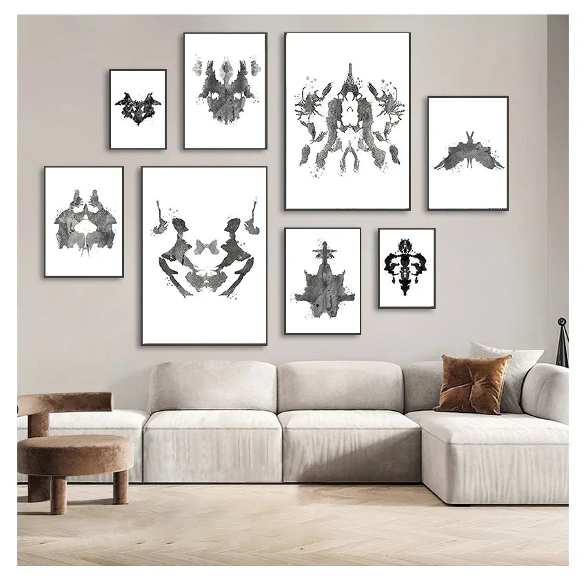 （2D Tin painting）Art Canvas Painting Psychologist Gift Psychological Test Posters and Prints Pictures Clinic Decor Rorschach