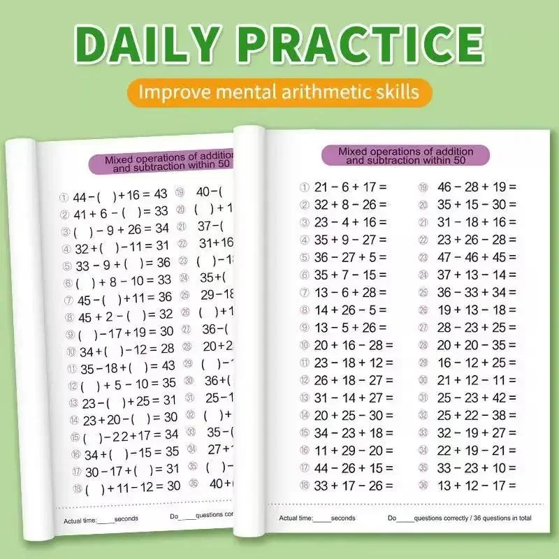 Addition and Subtraction Arithmetic Exercise Book Quick Calculation Math Training Math Arithmetic Books 10-100