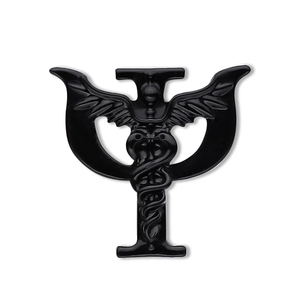 DCARZZ Psychology Psi Caduceus Brooch Medical Psychologist Pin Jewelry Backpack Lapel Badge for Doctor Nurse
