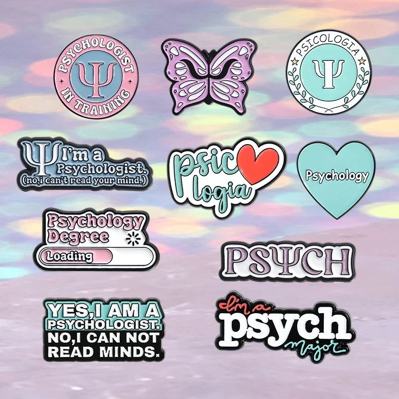 Psychology Collection Badges Enamel Pins Custom Mental Health Psychologist In Training Butterfly Brooch Lapel Badge Jewelry Gift