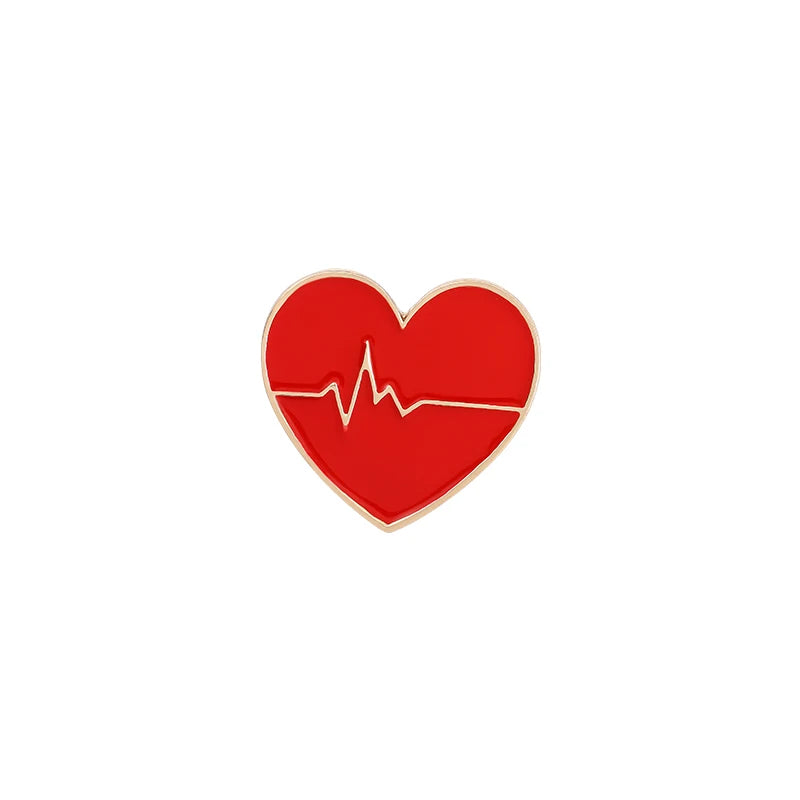 Custom Electrocardiogram Medical Enamel Pins Heartbeat Stethoscope Brooches Lapel Badges Jewelry Gifts For Doctors And Nurses