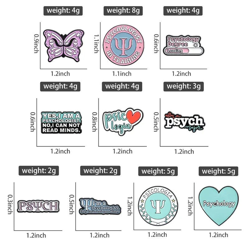 Psychology Collection Badges Enamel Pins Custom Mental Health Psychologist In Training Butterfly Brooch Lapel Badge Jewelry Gift