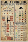 Chakra Knowledge Metal Poster Awakening Chakras With Mudras And Mantras Retro Tin Sign School Yoga Cafe Bedroom Bathroom Kitchen