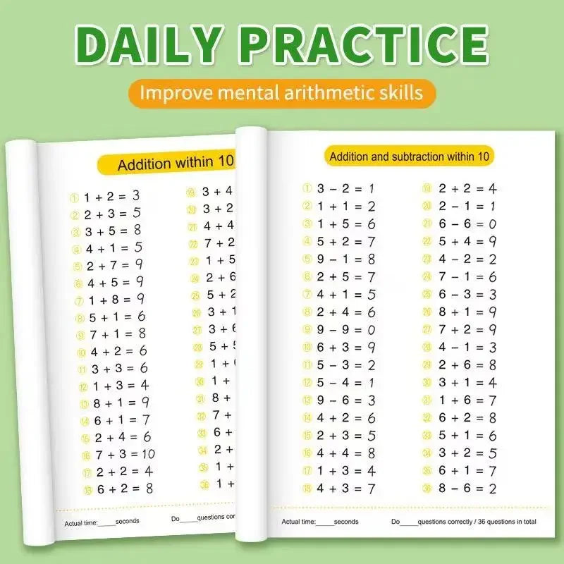 Addition and Subtraction Arithmetic Exercise Book Quick Calculation Math Training Math Arithmetic Books 10-100