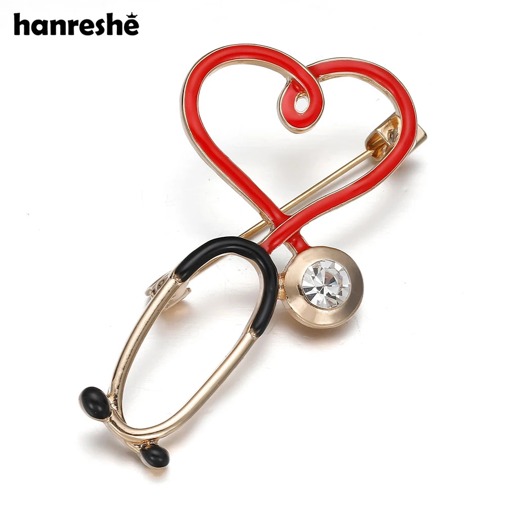 New Hot Sale Medical Medicine Brooch Pin Stethoscope Electrocardiogram Heart Shaped Pin Nurse Doctor Backpack Lapel Jewelry