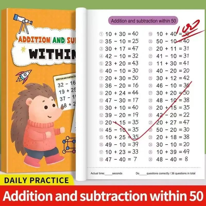 Addition and Subtraction Arithmetic Exercise Book Quick Calculation Math Training Math Arithmetic Books 10-100