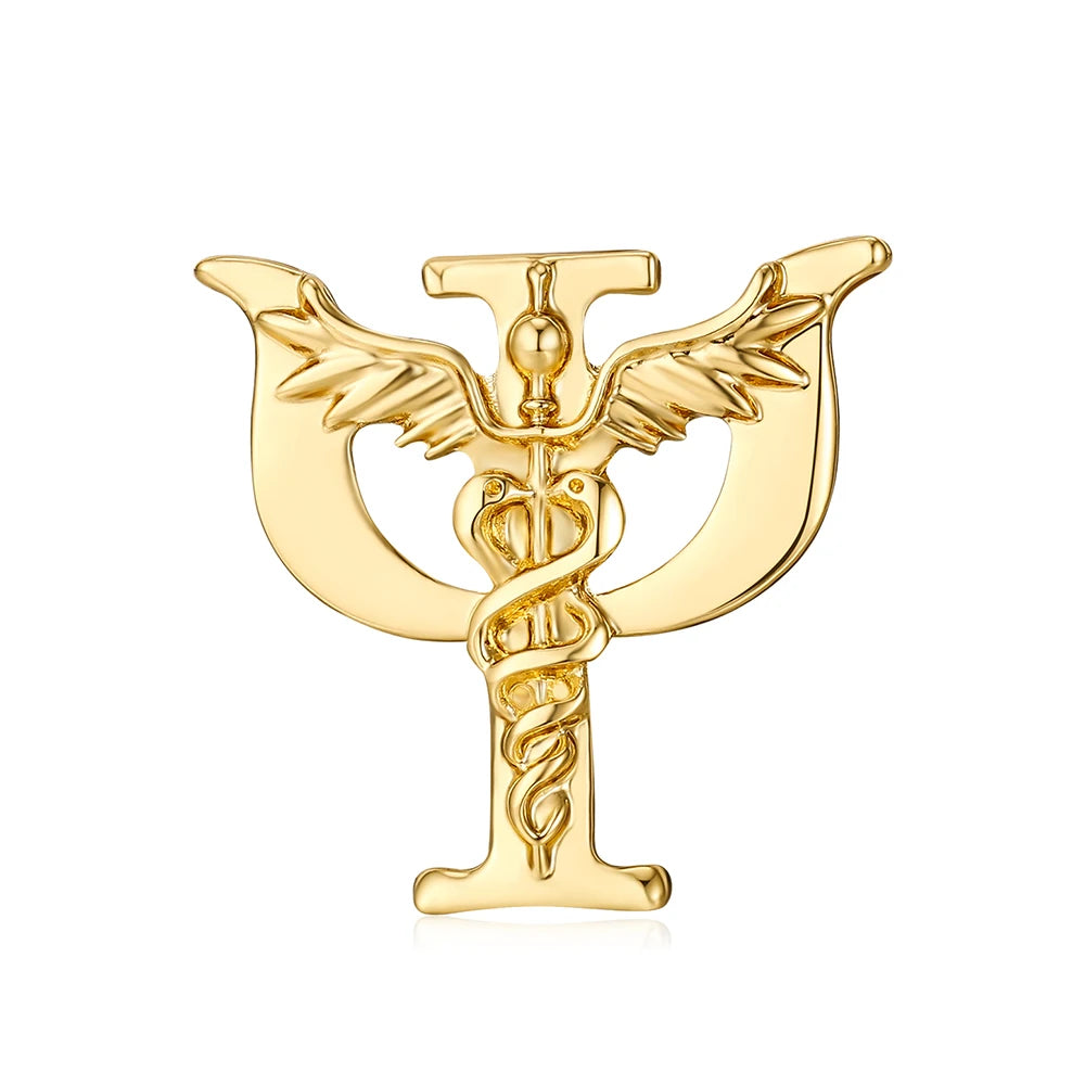 DCARZZ Psychology Psi Caduceus Brooch Medical Psychologist Pin Jewelry Backpack Lapel Badge for Doctor Nurse