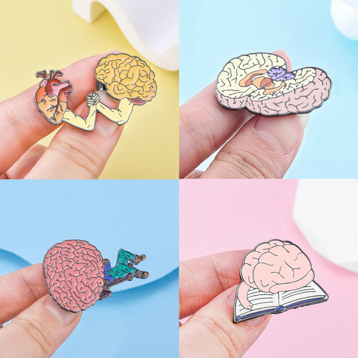 Harong Exquisite Brain Enamel Pins Brooch Medical Anatomy Cute Lapel Lanyard Bag Coat Badge Accessories Gift for Doctor Student